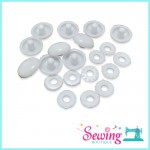 BUTTON - BAG BUCKLE-CIRCLE-PLASTIC-1CM & 2CM (WHITE)